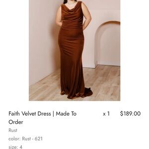 Faith Velvet Dress Revelry - Size 4 Color Rust!